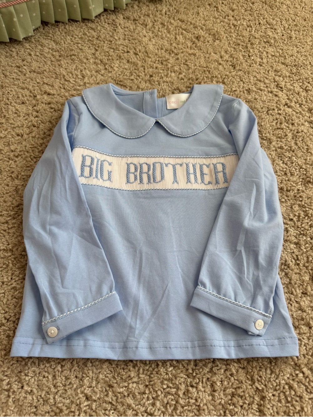 Light Blue 'Big Brother' Long-Sleeve Peter Pan Collar Top